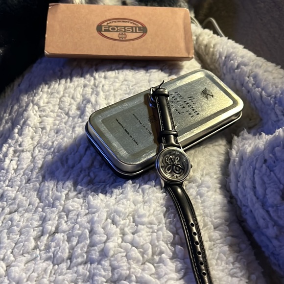 GENERAL ELECTRIC Authentic FOSSIL WATCH “GE” logo #PR-1004Japan w/BlkLeather main image 4